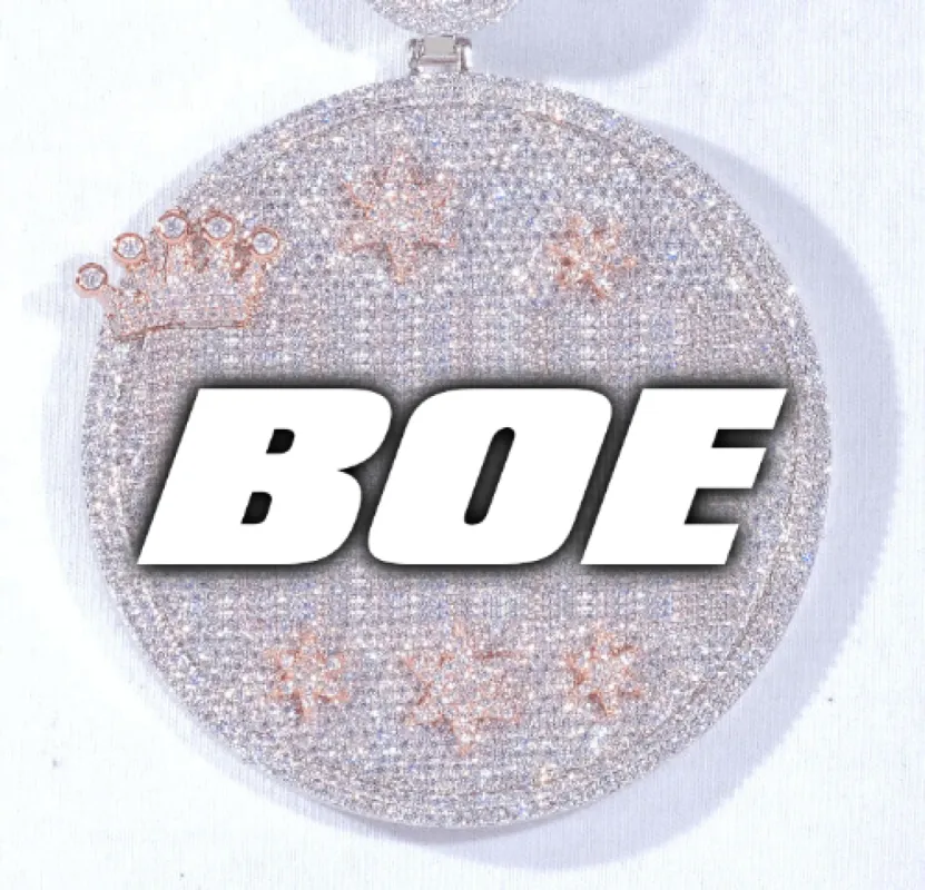 CUSTOM LETTER NECKLACE 3D BIG CROWN DISC sold by The GUU Shop