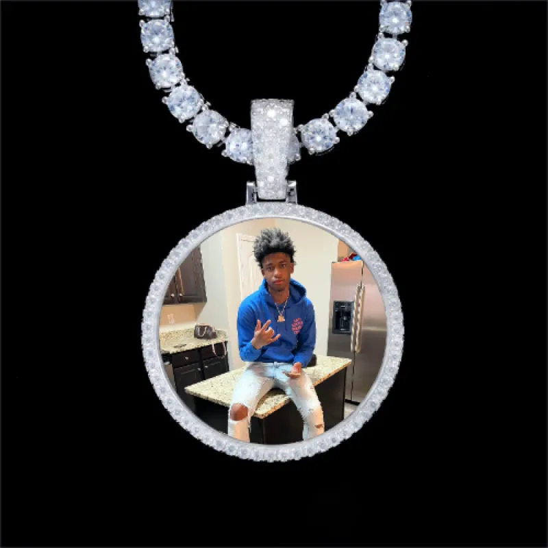 925S & VVS Moissanite 3D Circle Custom Picture Pendant sold by The GUU Shop