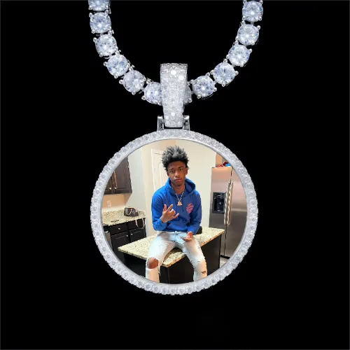 925S & VVS Moissanite 3D Circle Custom Picture Pendant sold by The GUU Shop