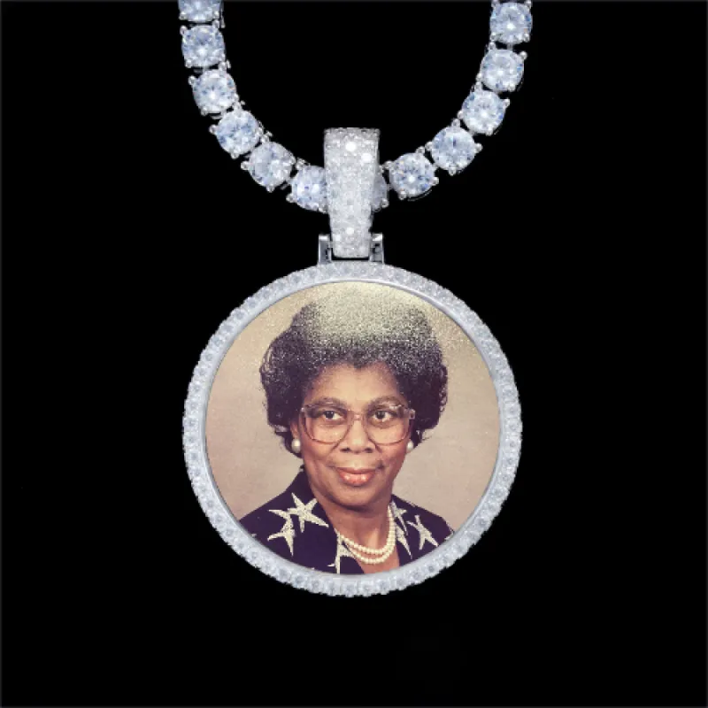 925S & VVS Moissanite 3D Circle Custom Picture Pendant sold by The GUU Shop