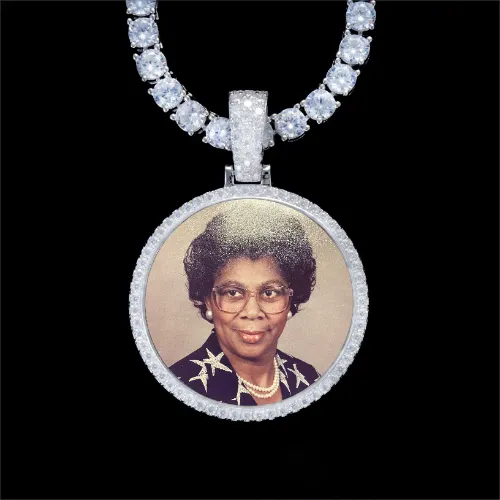 925S & VVS Moissanite 3D Circle Custom Picture Pendant sold by The GUU Shop