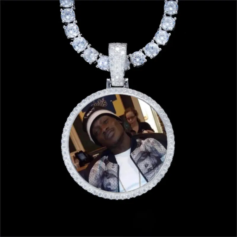 925S & VVS Moissanite 3D Circle Custom Picture Pendant sold by The GUU Shop