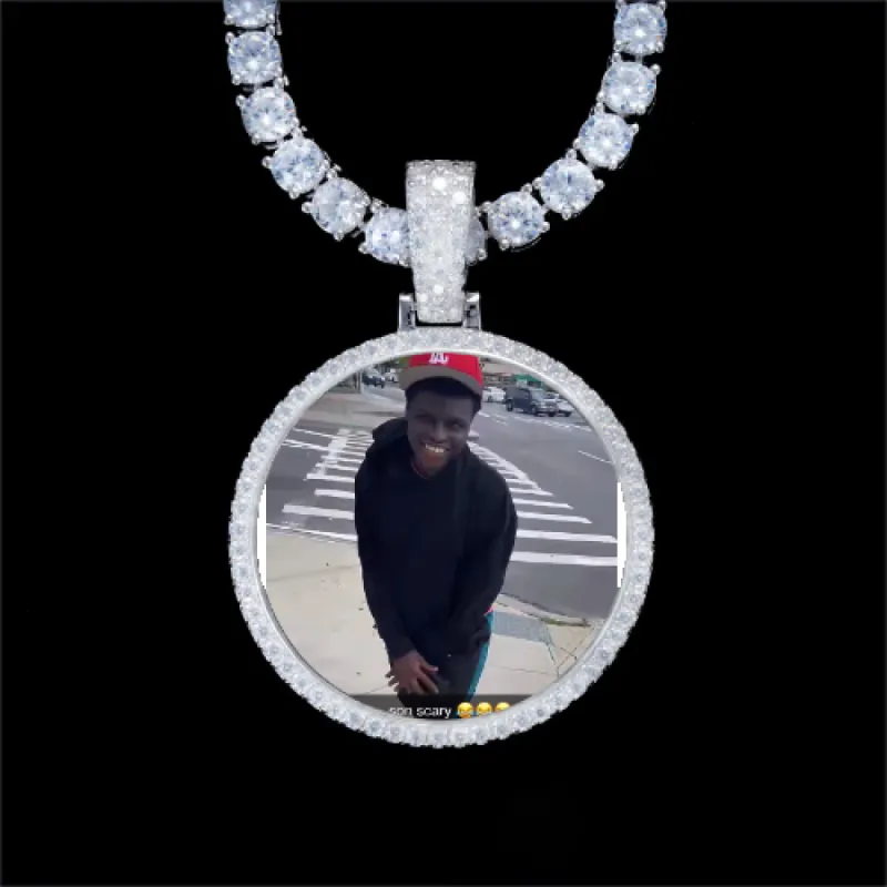 925S & VVS Moissanite 3D Circle Custom Picture Pendant sold by The GUU Shop