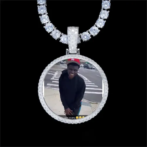 925S & VVS Moissanite 3D Circle Custom Picture Pendant sold by The GUU Shop