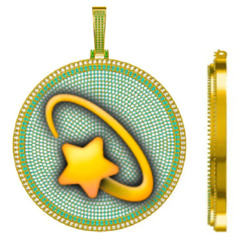 CUSTOM LETTER NECKLACE 3D BIG DISC sold by The GUU Shop