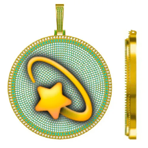 CUSTOM LETTER NECKLACE 3D BIG DISC sold by The GUU Shop