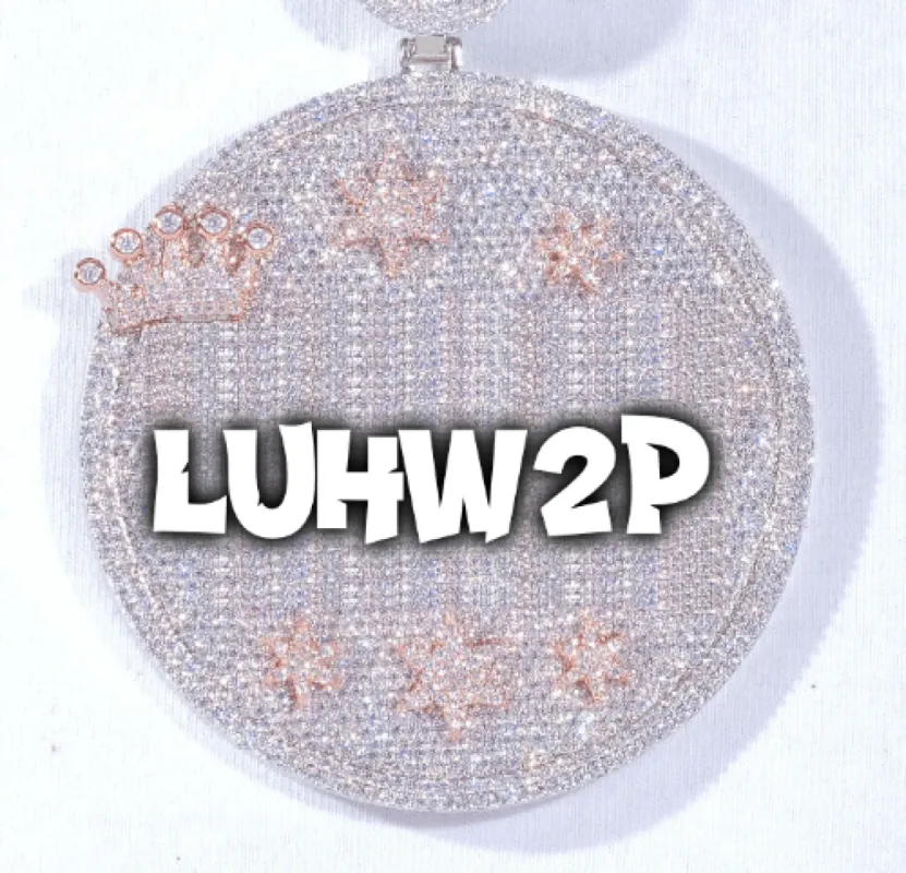 CUSTOM LETTER NECKLACE 3D BIG CROWN DISC sold by The GUU Shop