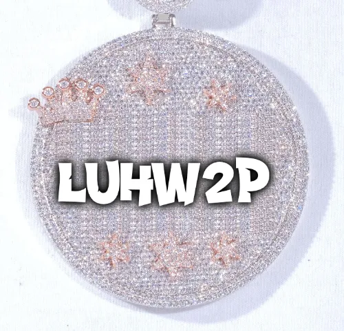 CUSTOM LETTER NECKLACE 3D BIG CROWN DISC sold by The GUU Shop