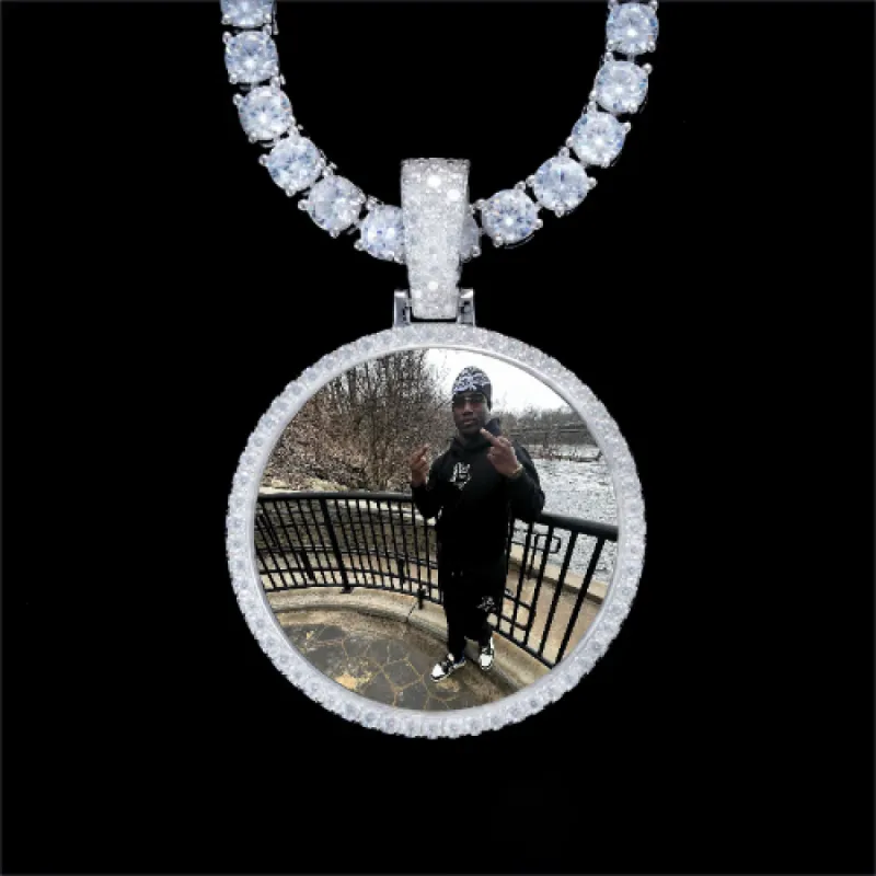 925S & VVS Moissanite 3D Circle Custom Picture Pendant sold by The GUU Shop