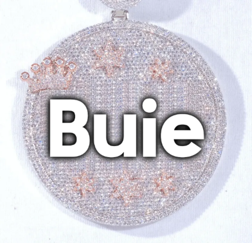 CUSTOM LETTER NECKLACE 3D BIG CROWN DISC sold by The GUU Shop