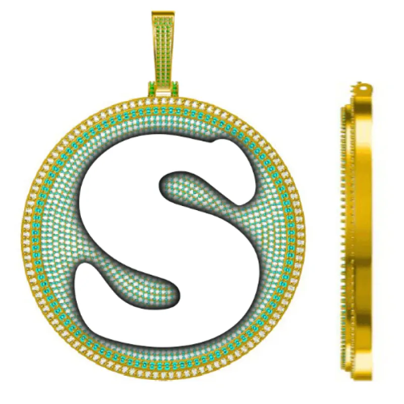 CUSTOM LETTER NECKLACE 3D BIG DISC sold by The GUU Shop