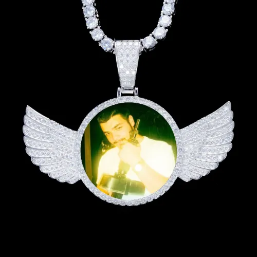 925S & VVS Moissanite 3D Wing Custom Picture Pendant sold by The GUU Shop