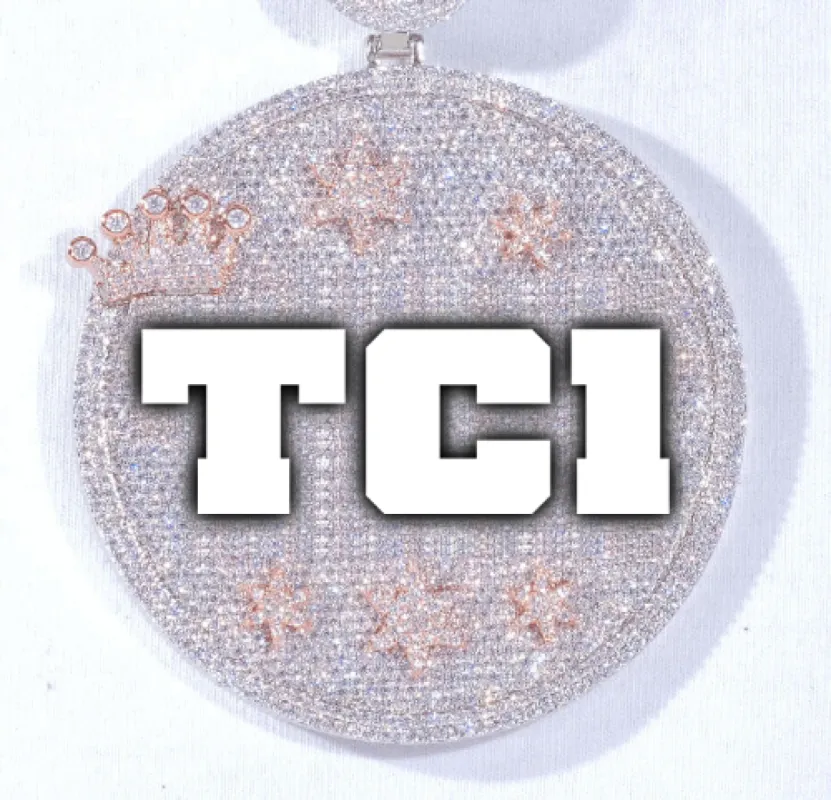 CUSTOM LETTER NECKLACE 3D BIG CROWN DISC sold by The GUU Shop