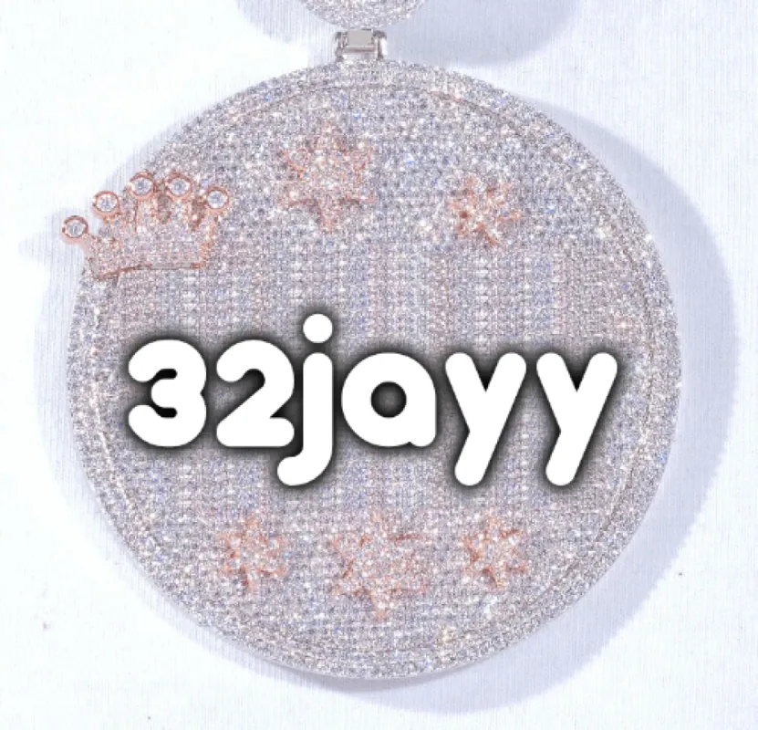 CUSTOM LETTER NECKLACE 3D BIG CROWN DISC sold by The GUU Shop