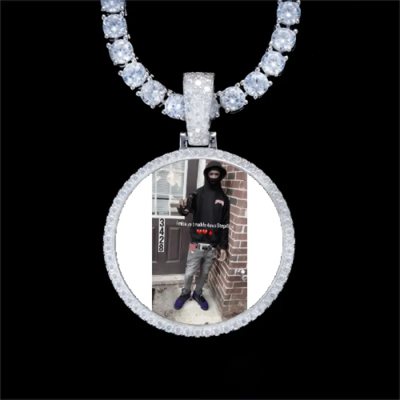 925S & VVS Moissanite 3D Circle Custom Picture Pendant sold by The GUU Shop