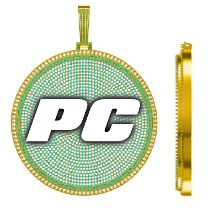 CUSTOM LETTER NECKLACE 3D BIG DISC sold by The GUU Shop