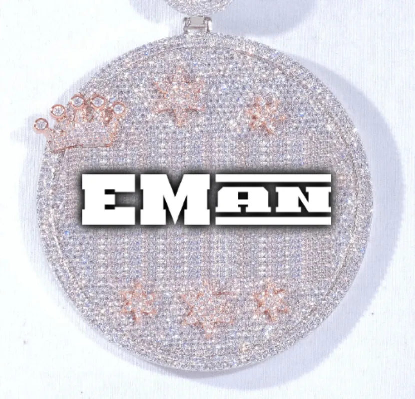 CUSTOM LETTER NECKLACE 3D BIG CROWN DISC sold by The GUU Shop