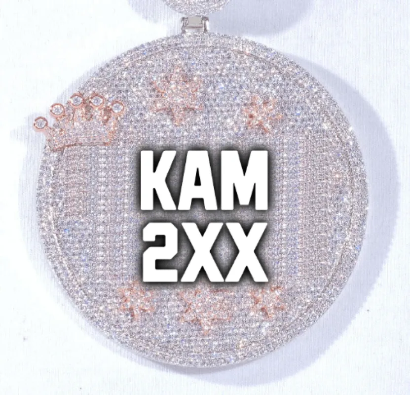 CUSTOM LETTER NECKLACE 3D BIG CROWN DISC sold by The GUU Shop