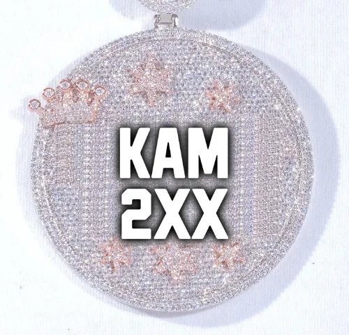 CUSTOM LETTER NECKLACE 3D BIG CROWN DISC sold by The GUU Shop