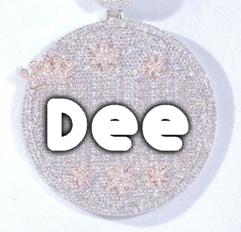 CUSTOM LETTER NECKLACE 3D BIG CROWN DISC made by The GUU Shop