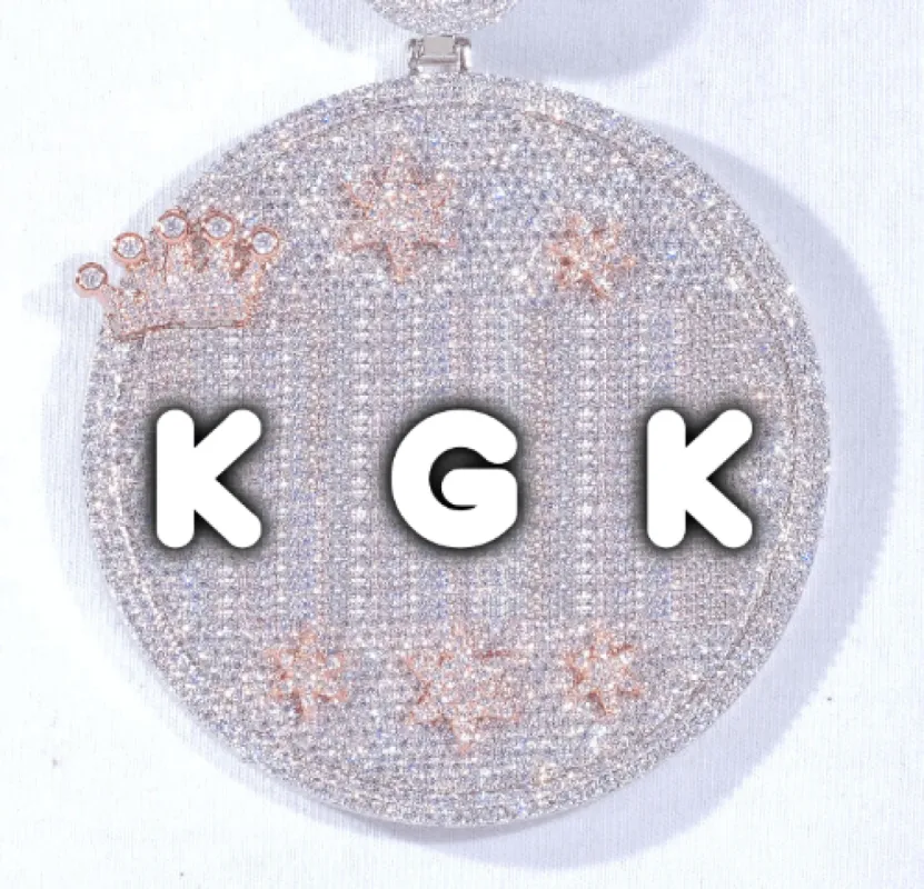 CUSTOM LETTER NECKLACE 3D BIG CROWN DISC sold by The GUU Shop