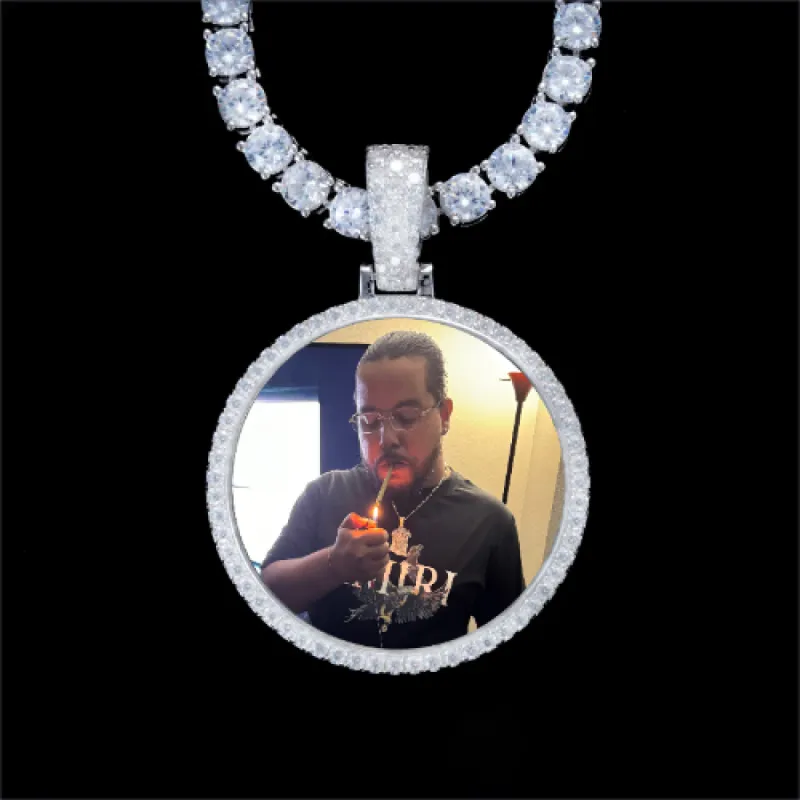 925S & VVS Moissanite 3D Circle Custom Picture Pendant sold by The GUU Shop