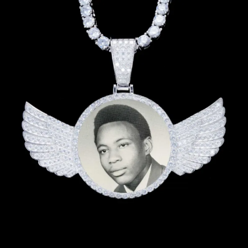 925S & VVS Moissanite 3D Wing Custom Picture Pendant sold by The GUU Shop