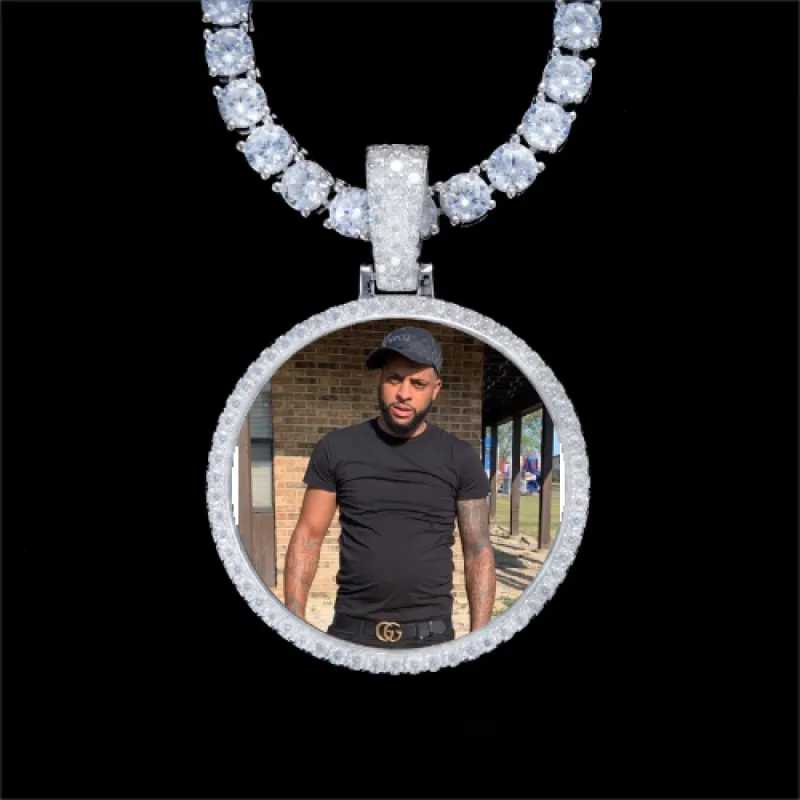 925S & VVS Moissanite 3D Circle Custom Picture Pendant sold by The GUU Shop
