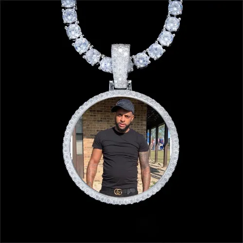 925S & VVS Moissanite 3D Circle Custom Picture Pendant sold by The GUU Shop