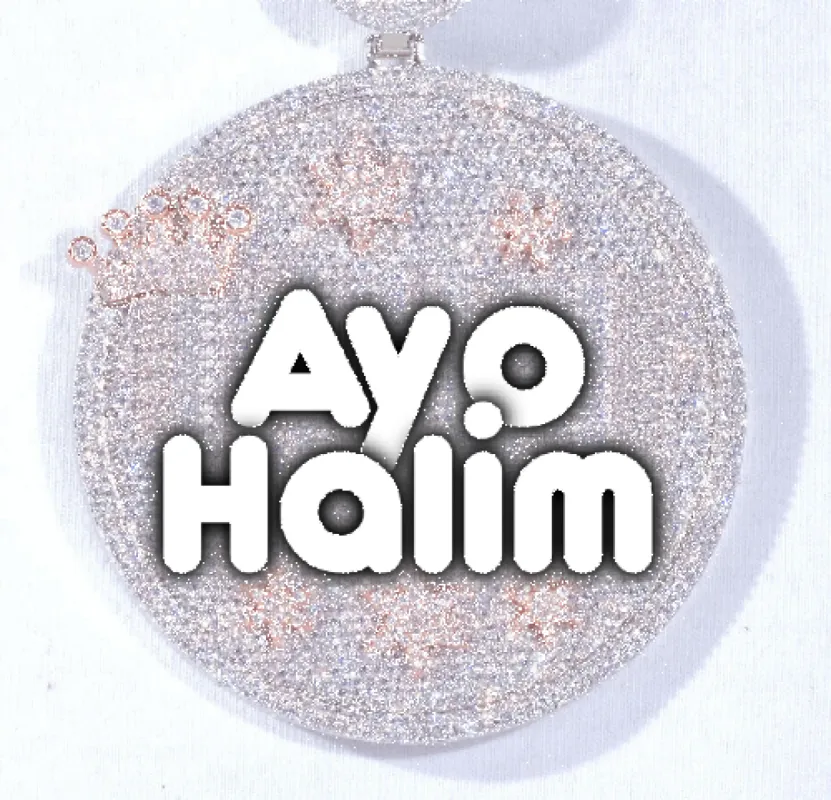 CUSTOM LETTER NECKLACE 3D BIG CROWN DISC sold by The GUU Shop