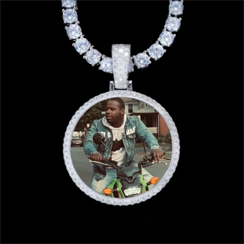 925S & VVS Moissanite 3D Circle Custom Picture Pendant sold by The GUU Shop