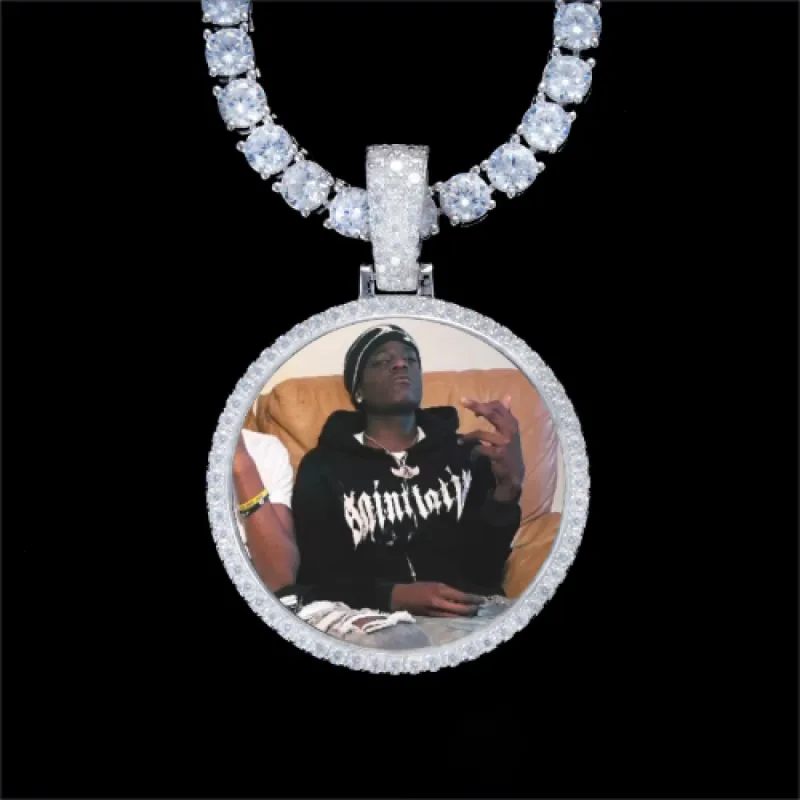 925S & VVS Moissanite 3D Circle Custom Picture Pendant sold by The GUU Shop