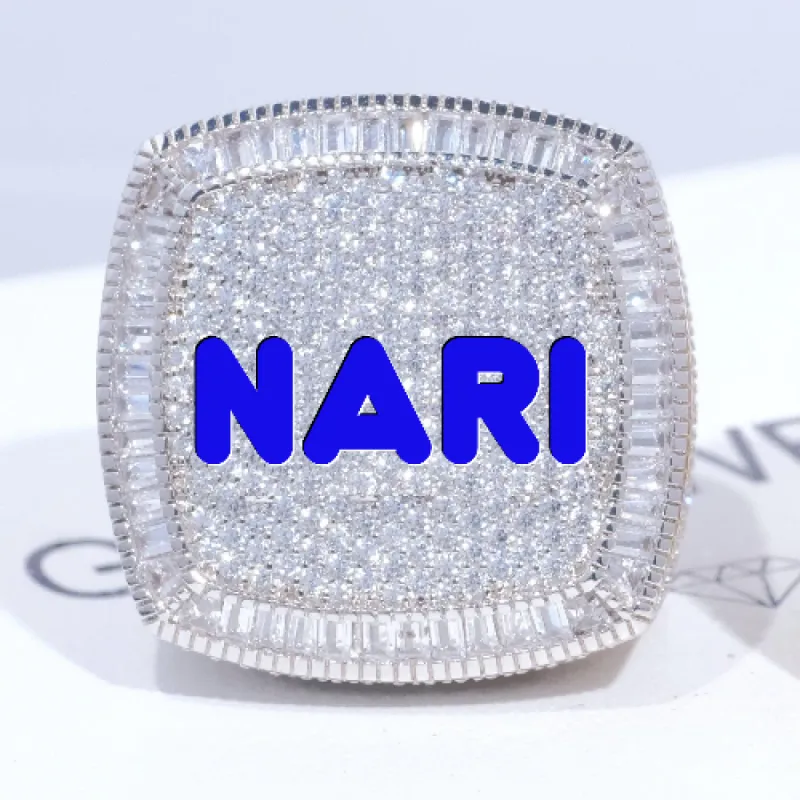 CUSTOM LETTER 3D ICED RING sold by The GUU Shop