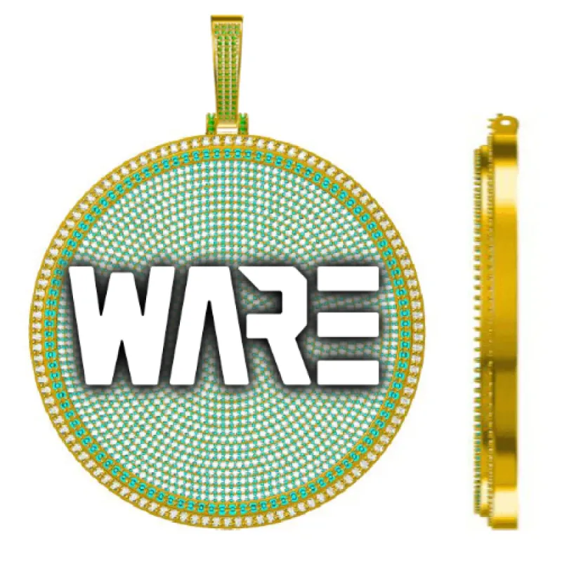 CUSTOM LETTER NECKLACE 3D BIG DISC sold by The GUU Shop