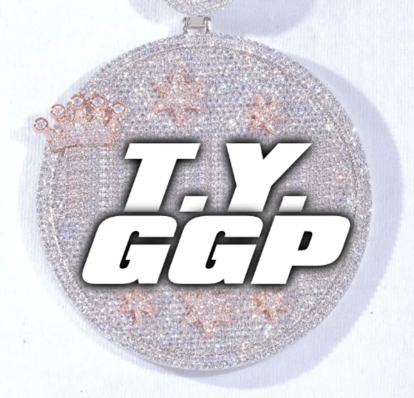 CUSTOM LETTER NECKLACE 3D BIG CROWN DISC sold by The GUU Shop