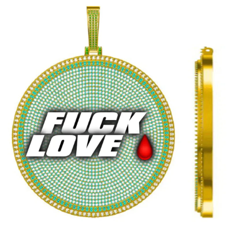 CUSTOM LETTER NECKLACE 3D BIG DISC sold by The GUU Shop