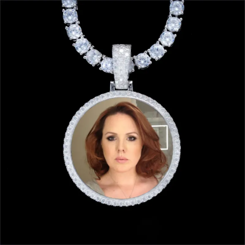 925S & VVS Moissanite 3D Circle Custom Picture Pendant sold by The GUU Shop