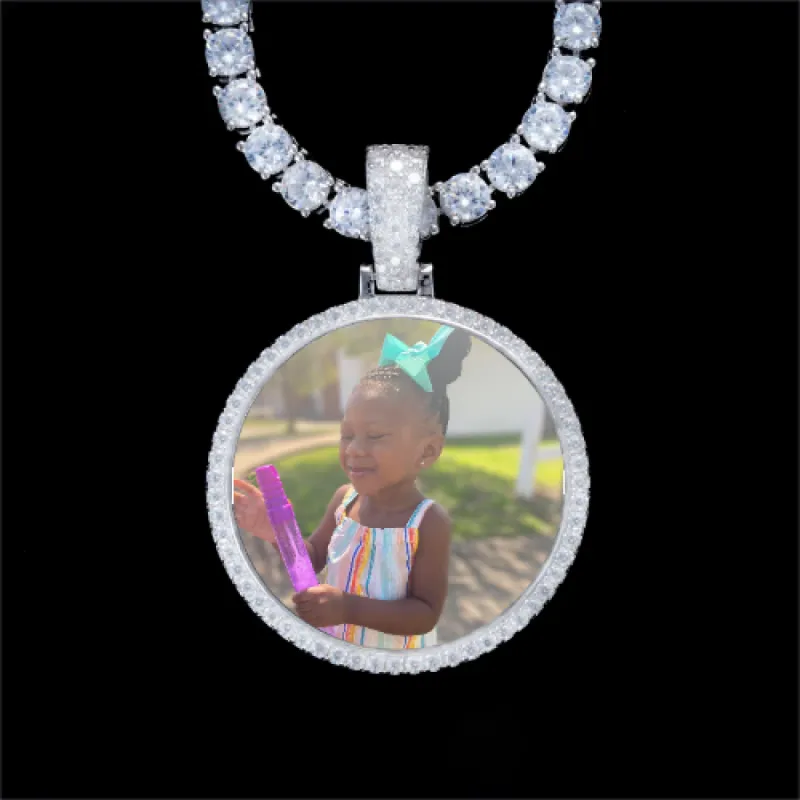 925S & VVS Moissanite 3D Circle Custom Picture Pendant sold by The GUU Shop