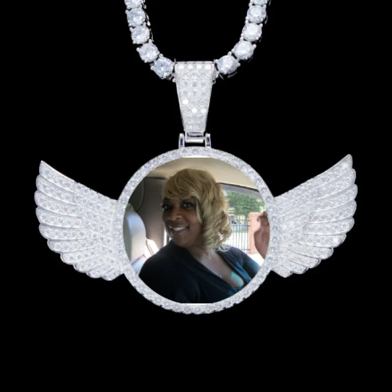 925S & VVS Moissanite 3D Wing Custom Picture Pendant made by The GUU Shop