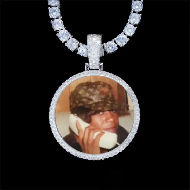 925S & VVS Moissanite 3D Circle Custom Picture Pendant sold by The GUU Shop
