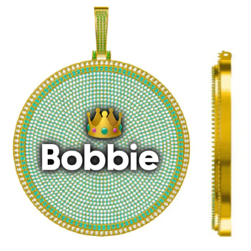 CUSTOM LETTER NECKLACE 3D BIG DISC sold by The GUU Shop