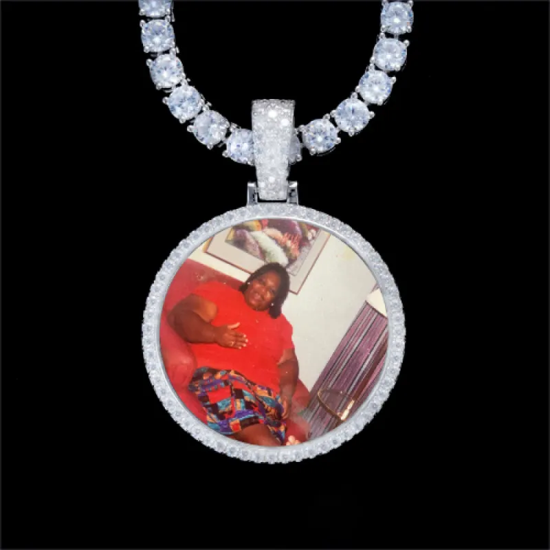 925S & VVS Moissanite 3D Circle Custom Picture Pendant sold by The GUU Shop