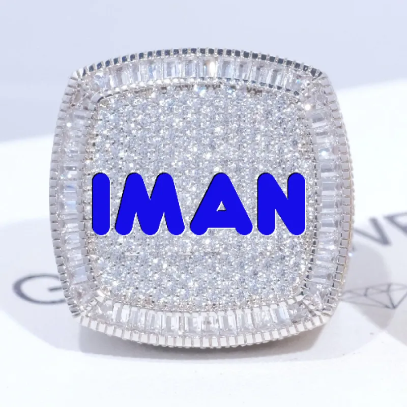 CUSTOM LETTER 3D ICED RING sold by The GUU Shop