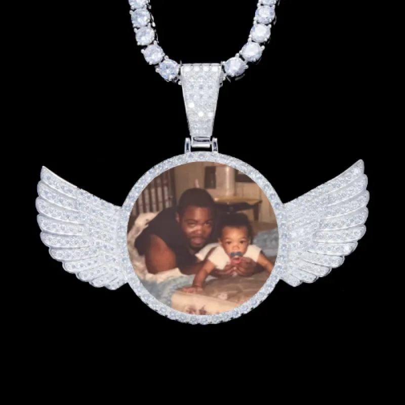 925S & VVS Moissanite 3D Wing Custom Picture Pendant sold by The GUU Shop