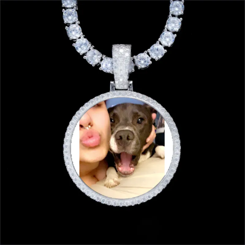 925S & VVS Moissanite 3D Circle Custom Picture Pendant sold by The GUU Shop
