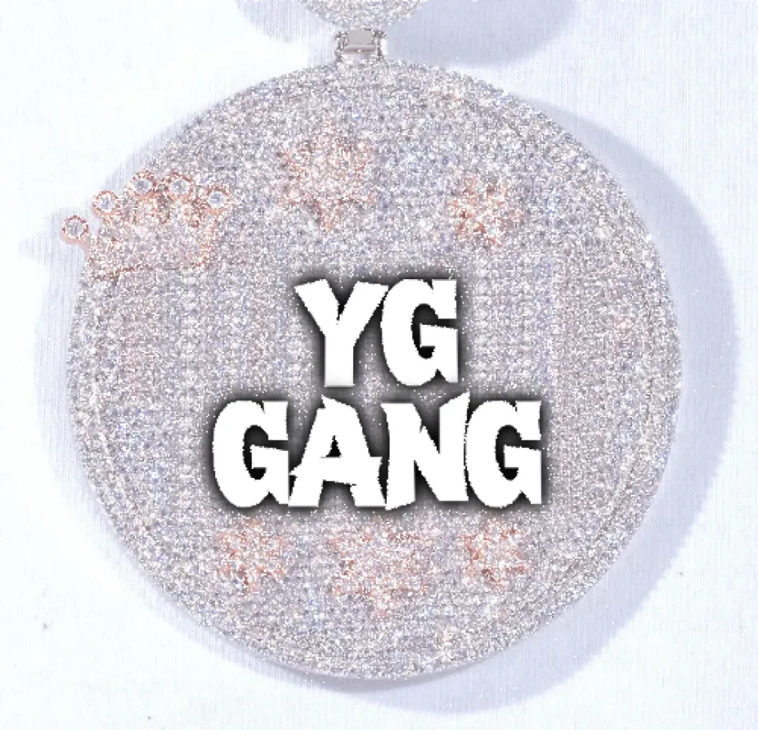 CUSTOM LETTER NECKLACE 3D BIG CROWN DISC sold by The GUU Shop