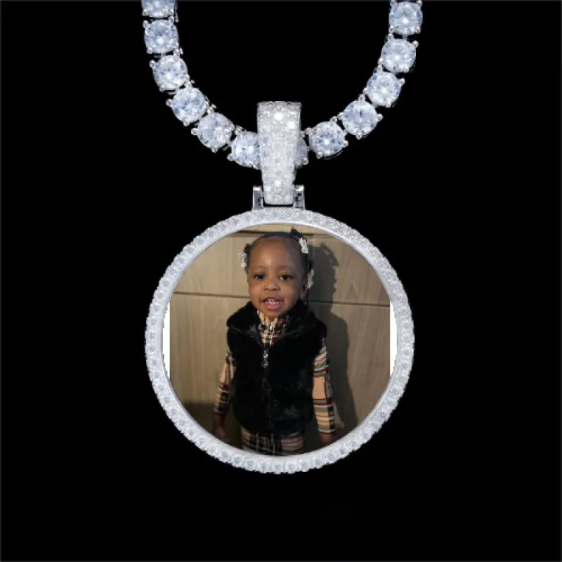 925S & VVS Moissanite 3D Circle Custom Picture Pendant sold by The GUU Shop