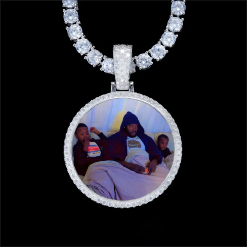 925S & VVS Moissanite 3D Circle Custom Picture Pendant sold by The GUU Shop