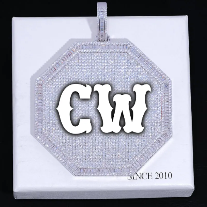 CUSTOM LETTER NECKLACE 3D BIG OCTAGON sold by The GUU Shop