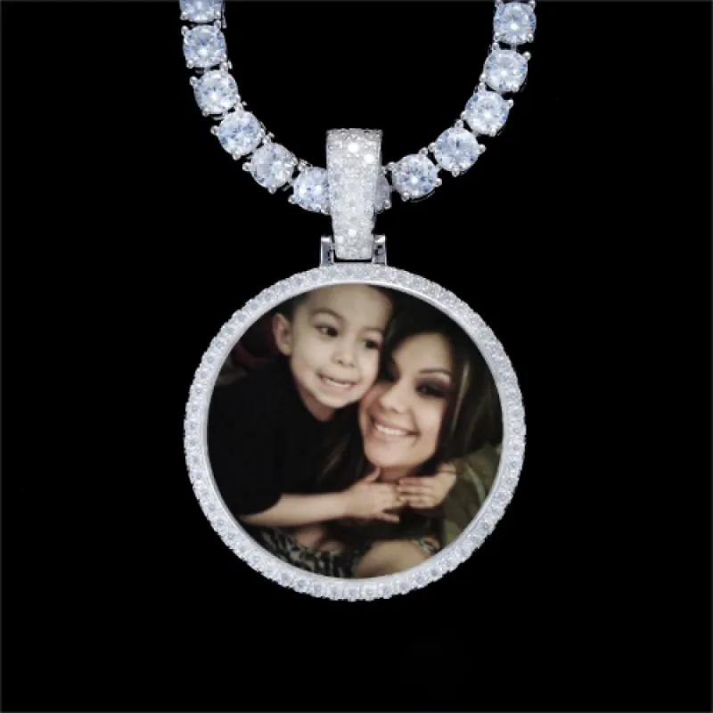925S & VVS Moissanite 3D Circle Custom Picture Pendant sold by The GUU Shop